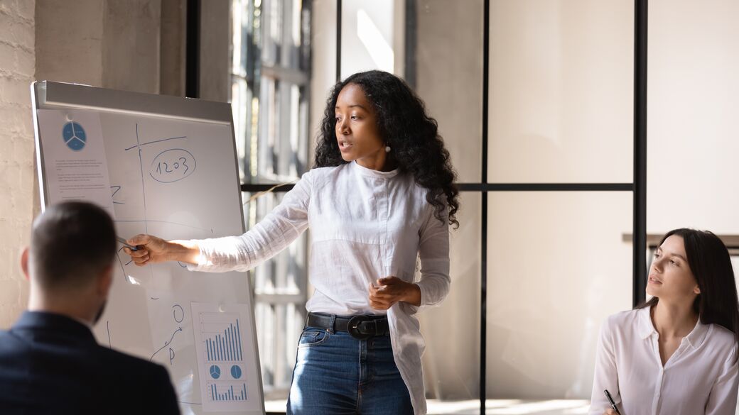 Business woman presenting a project 